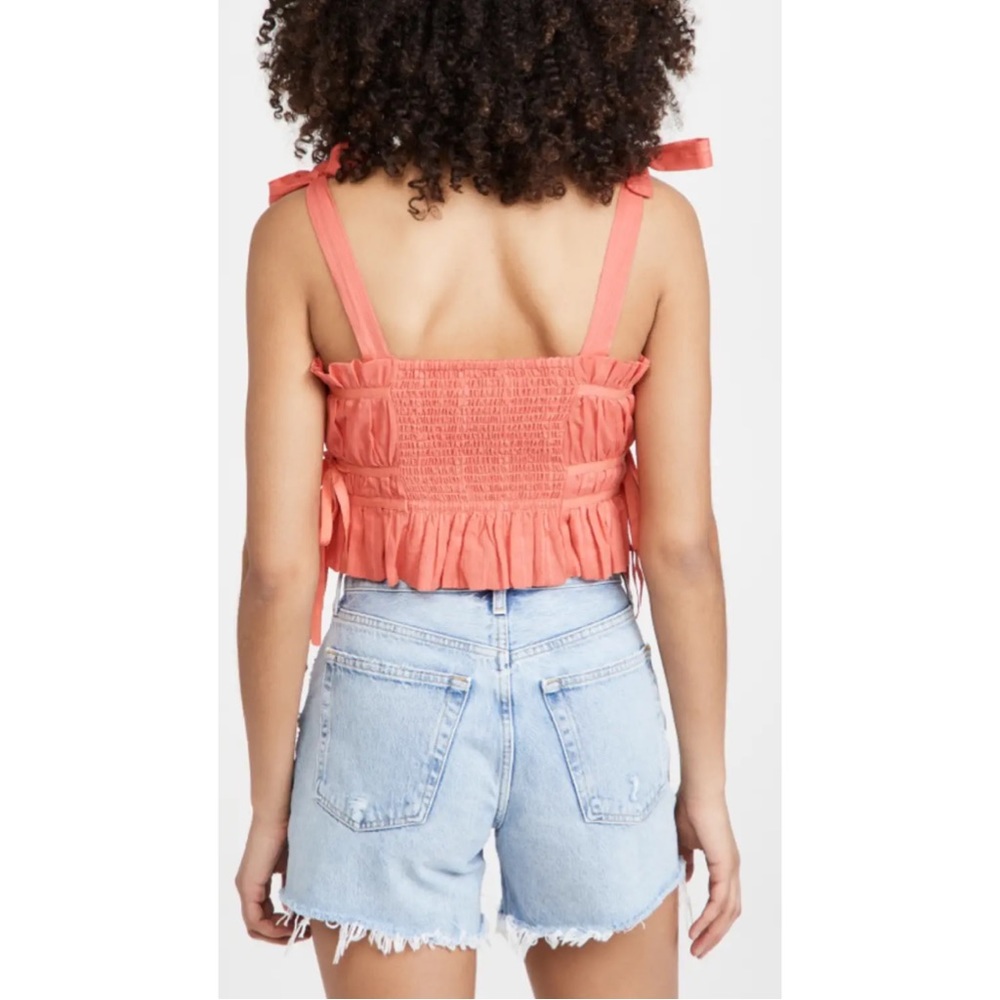 PLAYA LUCILA • Coral Pink Pleated Crop Top - Picture 3 of 8